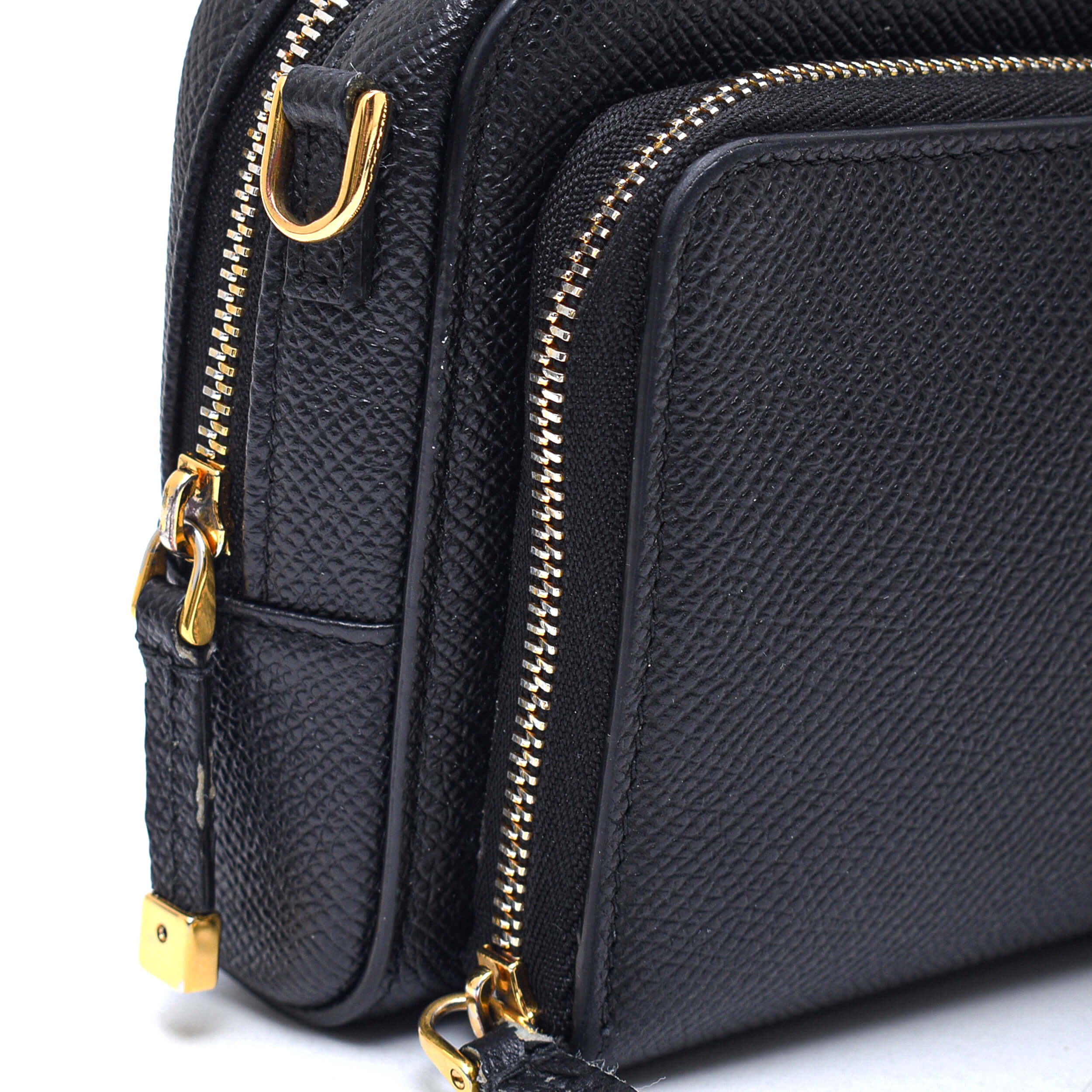 Christian Dior - Black Leather Caro Double Pouch Crossbody Bag